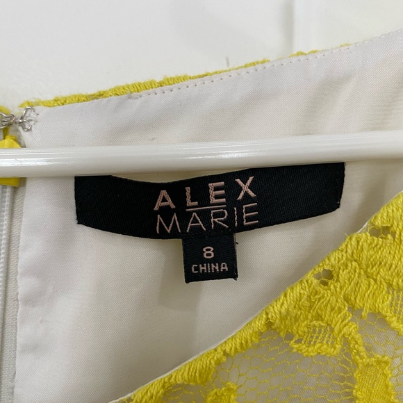 Size 8 Alex Marie Yellow Lace Dress - Picture 4 of 4